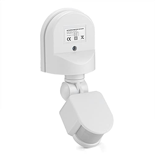 Infrarot-Bewegungsmelder, AC 110V-240V Außen Einstellbarer Infrarot-Körperbewegungs-PIR-Sensor, Glühbirnenschalter, für Flur, Flur, Garage, Terrasse, Toilette(Weiß) von VBESTLIFE