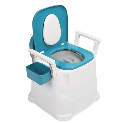 Nachtkommode, Tragbare Toilette für Erwachsene, Rutschfester Toilettenstuhl für Toilette mit Armlehnen und Weicher PU-Rückenlehne, Töpfchenstuhl für ältere Menschen, Behinderte von VBESTLIFE