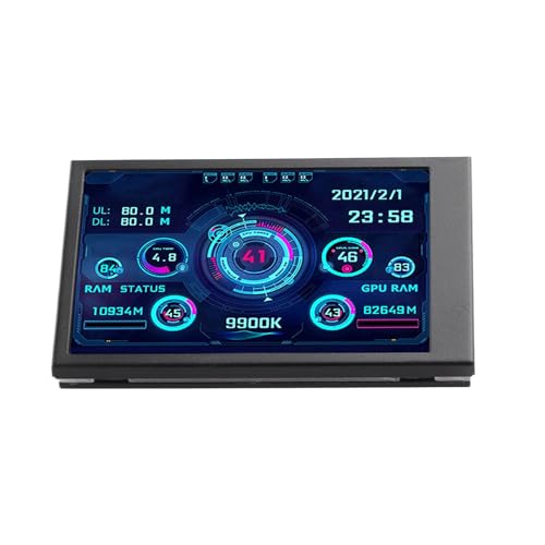 VBESTLIFE Computer-Temperaturmonitor, 3,5-Zoll-IPS-USB-C-PC-Temperaturanzeige, CPU-Datenmonitor, PC-Sensor-Panel-Anzeige, für DIY-Computer (Schwarz) von VBESTLIFE