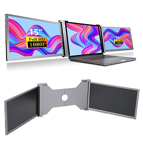 VBESTLIFE Dreifacher Tragbarer, 15-Zoll-FHD-1080P-IPS-Display-Extender, Bildschirmverlängerung, Dual-Extender, Einziehbarer Ständer, für 15-17-Zoll-Notebook-Computer, für von VBESTLIFE