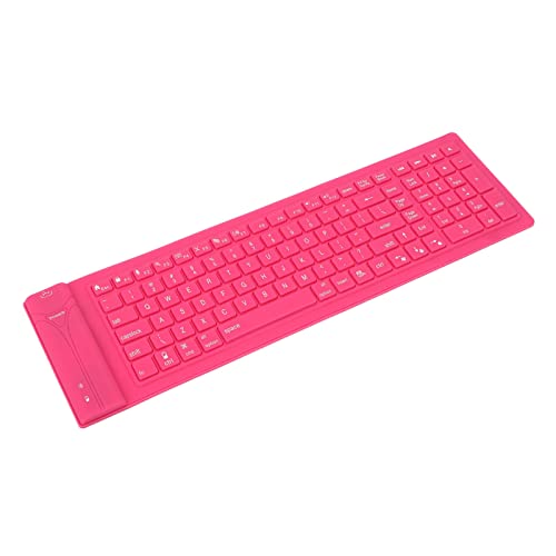 VBESTLIFE Faltbare Silikon-Tastatur, 108 Tasten, Kabellos, 3.0, Weiche, wasserdichte Rollup-Tastatur, Leises und Stummes Tippen, für PC-Laptop-Notebook (Rosa) von VBESTLIFE