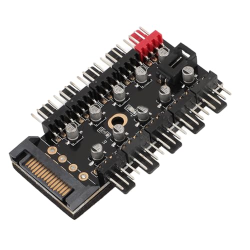 Gehäuselüfter-Hub, 4-poliger Lüfteranschluss für 12 V 4-polige und 3-polige Lüfter, PWM-Funktion, Geschwindigkeitsregelung, für PC-Desktop-Computer-Motherboard (Serial von VBESTLIFE