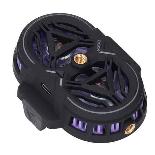 VBESTLIFE Handy-Kühler, RGB-Handy-Kühler mit Temperaturanzeige und 2 Typ-C-Anschlüssen, für 2,63–3,46 Zoll Große Handys, Dual-Core-Hochleistungs-Halbleiterkühlung (Black) von VBESTLIFE