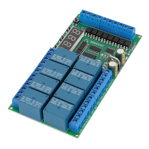 IO43A08 Relaismodul, 8-Kanal-Multifunktions-Timer-Verzögerungsrelaisplatine mit 6 Funktionsmodi Zur Zeitverzögerungssteuerung, DC 12 V IO43A08 Relaismodul, 8-Kanal-Multifunktions-Timer-Verzögerungsrelaisplatine mit 6 Funktionsmodi Zur Zeitverzögerungssteuerung, DC 12 V von VBESTLIFE
