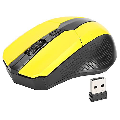 VBESTLIFE Kabellose -Maus für Unterwegs, Tragbare Kabellose Optische Mäuse mit USB-Empfänger für PC-Laptop-Computer (Gelb) von VBESTLIFE