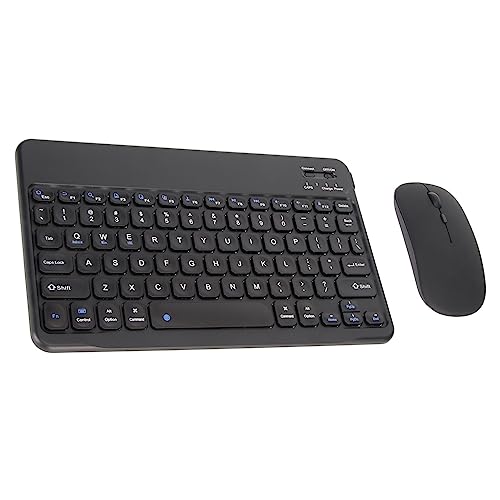 Kabellose Tastatur und Maus, Ultraflache Kombination, wasserdichte 2,4 G Leise, Kompakte USB-Maus und 10-Zoll-Tastatur-Set für Laptop-PC (Black) von VBESTLIFE