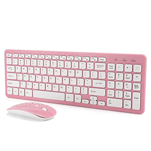 VBESTLIFE Kabelloses Maus-Tastatur-Set mit Ergonomischem Design, 3-Gang-Mikroempfänger, Geeignet für Büro und Gaming (kabelloser rosafarbener Anzug) von VBESTLIFE