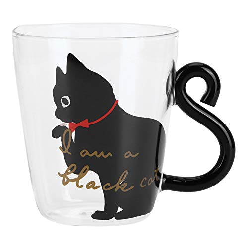 VBESTLIFE Katzentasse, Katzenform Transparente Kaffee- und Teeflaschentasse mit Langer Lebensdauer für Office Home Desktop(Schwarze Katze) von VBESTLIFE