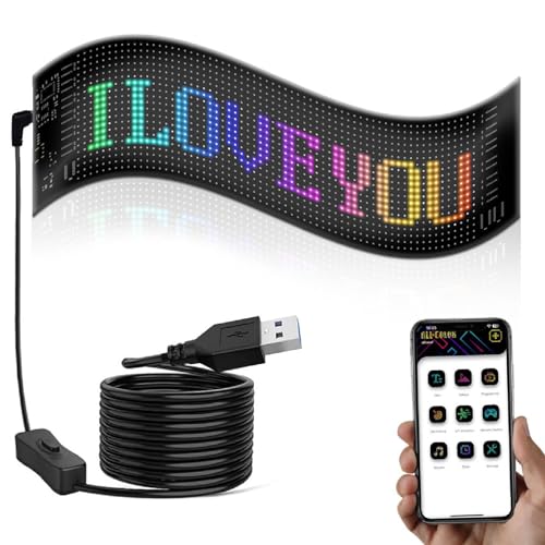 VBESTLIFE LED-Autoschild DIY Flexibles LEDPanel, 13,70 X 4,02 Zoll, Bluetooth-App-Steuerung, Benutzerdefinierte Textmuster-Animationslichtschilder für Autopartys, Geschäfte, Bars von VBESTLIFE
