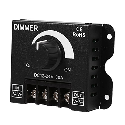 VBESTLIFE LED-Lichtleisten-Dimmer, DC 12V-24V 30A PWM-Dimmer-Controller, mit Drehregler, zum Einstellen der Helligkeit EIN/AUS-Schalter von VBESTLIFE