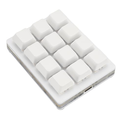 VBESTLIFE Mechanische Tastatur mit 12 Tasten, Tragbare, Einhändig Programmierbare Tasten, Rote Schalter, Hot-Swap, Typ-C-USB-Kabel, Universell für Computer (White) von VBESTLIFE