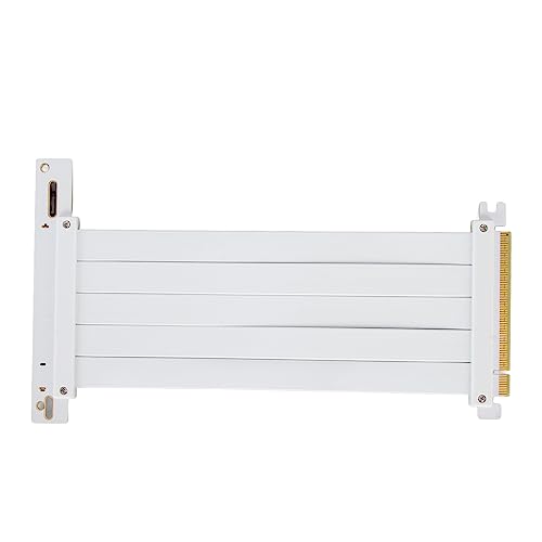 VBESTLIFE PCIe 4.0 X16-Verlängerungskabel, EMI-abgeschirmtes Flexibles Hochgeschwindigkeits-Riser-Kabel mit 90°-PCIe-Buchse (White) von VBESTLIFE