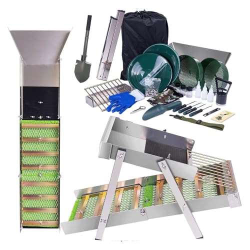 VBESTLIFE Sluice Box Gold Penging Kit, 50 Zoll Tragbares Aluminiumlegierung Gold Mining -Geräte, 24 -Stc -Prospekting -Kit für River Creek Prospektion von VBESTLIFE