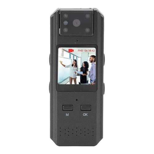 VBESTLIFE Tragbare Kamera, HD 1080P Körperkamera, Video-Audio-Recorder, WLAN, Tragbare Kleine Tragbare Kamera mit 180° Drehbarem Objektiv, Nachtsicht für den Täglichen Gebrauch bei der von VBESTLIFE