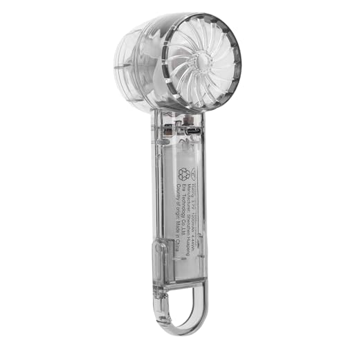 VBESTLIFE Tragbarer -Hand Ventilator, Transparentes Design Wiederauf Ladbare 3-Gang-wimperventilator für Indoor-Reisen Im Freien (BLACK) von VBESTLIFE