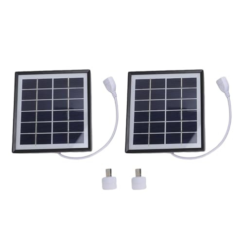 VBESTLIFE Tragbares Solarpanel -Kit, 2pcs Monokristalline USB Solar Panel Ladegerät 5W LED -Glühbirne für Camping -Wanderzelt Im Freien (BLACK) von VBESTLIFE