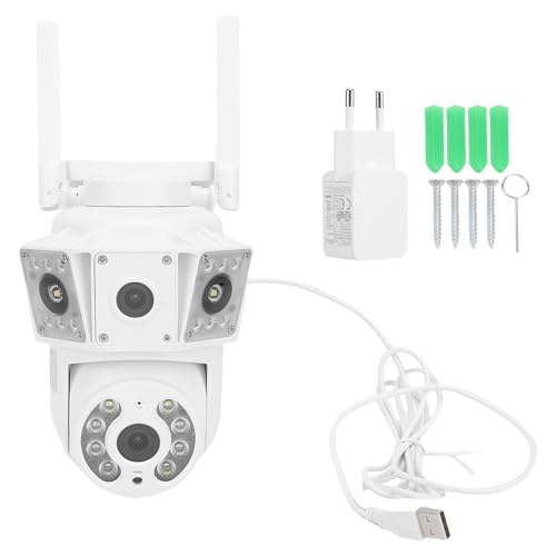VBESTLIFE Überwachungskamera Im Freien, Drahtlose 2MP HD -Dual -Objektiv -Panoramabild 355 ° PIR, Human Detection 2 Wege Audio Cloud -Speicher für Home Outdoor (EU-Stecker) von VBESTLIFE