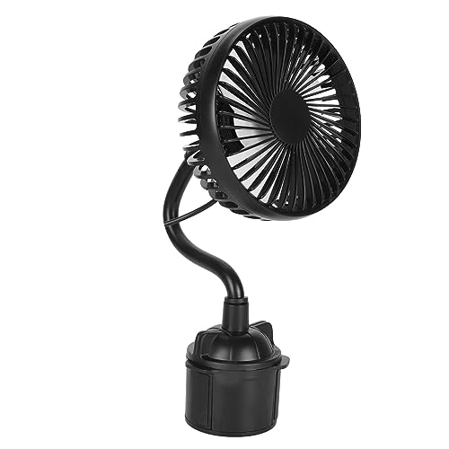 VBESTLIFE USB-Autoventilator, Tragbarer Fahrzeug-Kühlventilator mit 3 Geschwindigkeiten, um 360° Flexibler Schwanenhals Drehbar, Konsolen-Getränkehalter-Autoventilator, für Autos, LKWs, von VBESTLIFE
