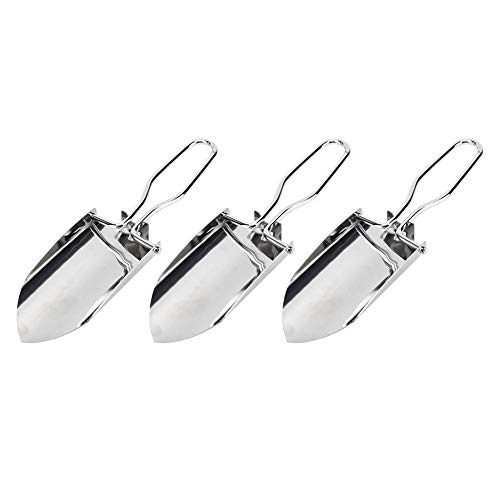 Vbestlife 3PCS Mini Handschaufel, Campingkelle Klappbare Edelstahlkelle Tragbare multifunktionale Camping Gartengeräte Wandercamping von VBESTLIFE