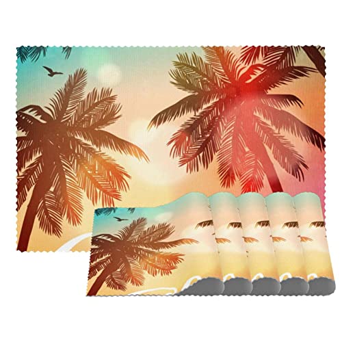 Tischsets Esstisch Tischsets Stoff Tischsets Küchentischsets Indoor Outdoor Tischset,Aloha Hawaii Sommer tropischer Kokosnussbaum von VBFOFBV