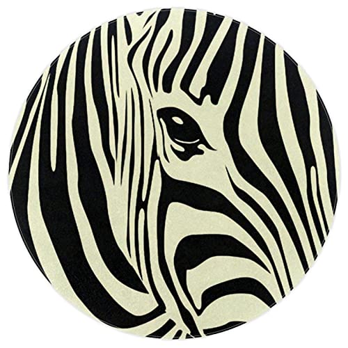 VBFOFBV Runder weicher Teppich für Kinder Baby Mädchen Teenager Zimmer Kreis Kinderzimmer Teppich für Schlafzimmer Wohnzimmer Wohnkultur,Zebra Tier Abstrakte Kunst Modern von VBFOFBV