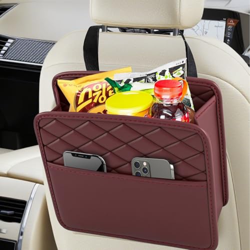 VBGURR Autositz Organizer, Auto-Mülleimer mit verstellbarem Schnallenriemen, Wasserdichter Autositz-Rücken-Hängetasche für Auto, SUV, LKW und Minivan,Praktische Aufbewahrungstasche (Rot) von VBGURR