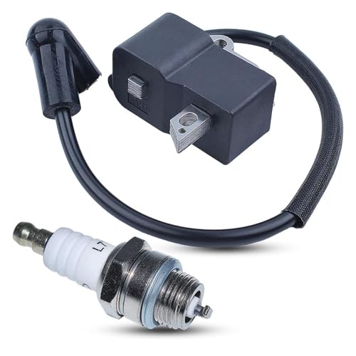 Zündspule mit Zündkerze passend for Rasentrimmer 125L 125E 128L 128LD, ersetzt 545046701 von VBHGUYC