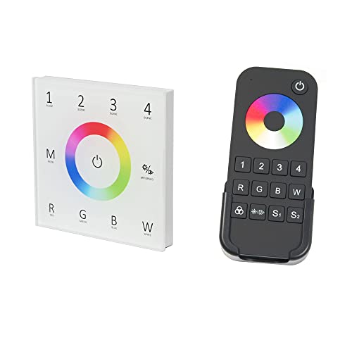 "INATUS" SET - RGBW Funk Dimmer Controller 4-Kanal mit 4 Zonen Multifunktion-Fernbedienung 12-24V DC von VBLED