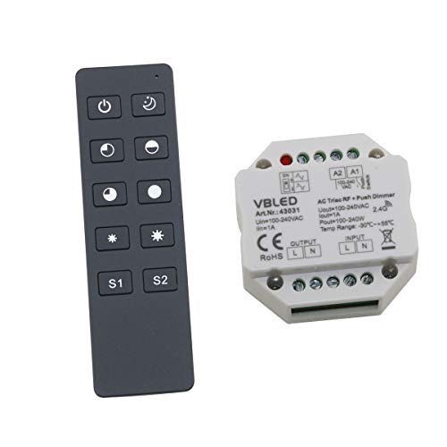 "Inatus" LED und Halogen 2.4G RF 230V AC Dimmer System Max 1.5A (1 Kanal Fernbedienung mit Dimmer) von VBLED
