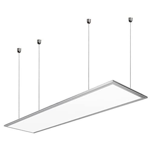 VBLED© Deckenleuchte LED Panel 120x30cm 36W Neutralweiß 4000K Deckenlampe und weißer Rahmen Inklusive Seilabhängung Set von VBLED