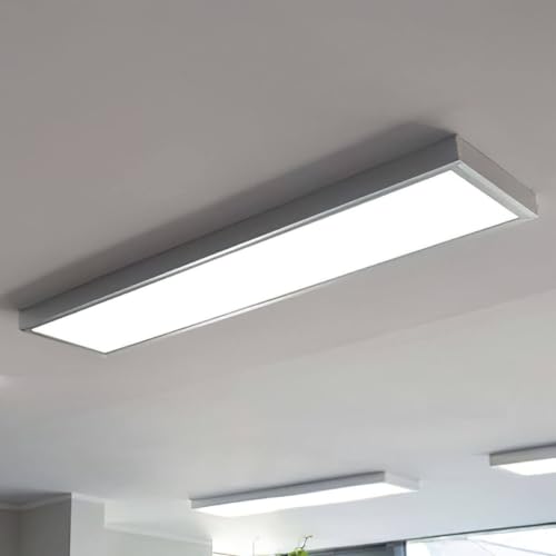 VBLED© Deckenleuchte LED Panel 120x30cm Dimmbar Ultraslim Modern 36W Neutralweiß 4000K Deckenlampe PMMA Lichtleiter inkl. weiß Aufputzrahmen einfache und schnelle installation von VBLED