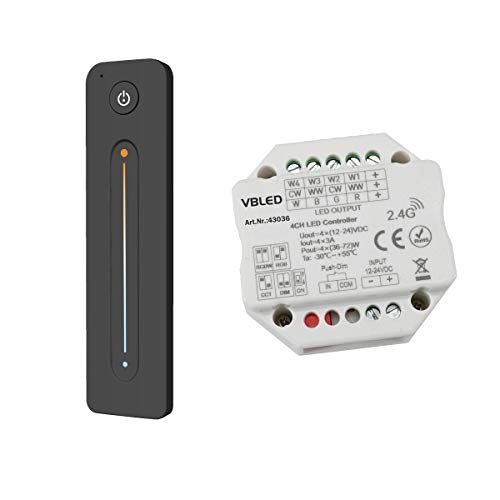 VBLED©"INATUS" SET - Funk Dimmer Controller für CCT Dualfarbe Tunable White LED Streifen 12-24V DC von VBLED