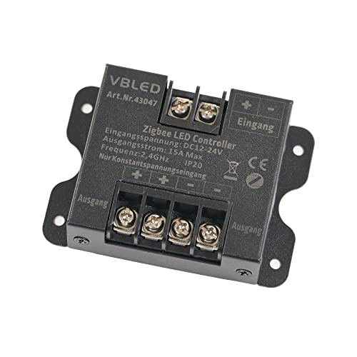 VBLED© LED ZigBee Dimmer Controller Steuergerät LED Stripe wie einfarbig Max.15A für 12V oder 24V getestet mir Philips Hue*, Alexa Echo Plus, Homee von VBLED