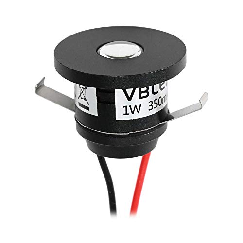 VBLED® 1W LED Mini Einbauspot mini spot Einbaustrahler"ALDYNE" 1W 350mA 3VDC 80lm Schwarz 3000K von VBLED