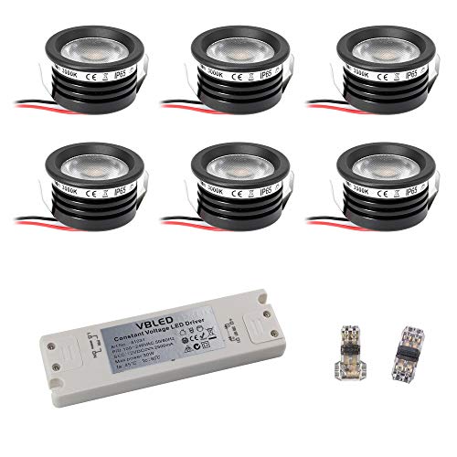 VBLED® 6-er KIT "FORTIS" 3W LED Aluminium Mini Einbaustrahler warmweiß mit Netzteil 12VDC von VBLED
