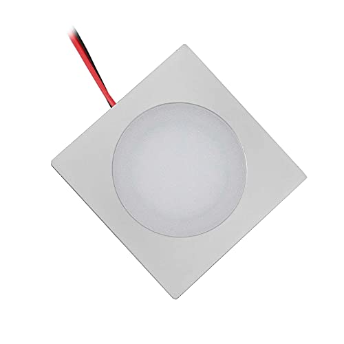 VBLED® LED Einbaustrahler Einbauleuchte eckig extra flach Aluminium warm-weiß 0,9W Dimmbar 12VDC IP67 wasserdicht von VBLED