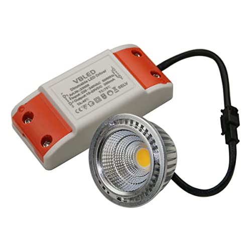 VBLED® LED Modul 5W ultra flach dimmbar mit netzteil ø50x31mm für Einbaustrahler, warmweiß 3000K, 430lm, 230V, ersetzt GU10 Leuchtmittel von VBLED