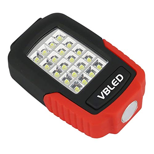 VBLED® Universal Taschenlampe mit 20 + 3 LEDs, Magnet-Halterung und Haltebügel zum Einsatz als Arbeitsleuchte, inklusive 3 x Batterien von VBLED