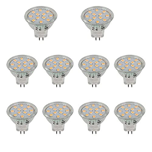 VBLED 10er Pack GU4 MR11 12VDC LED Leuchtmittel Dimmbar, 3000K Warmweiß, 210LM 2W Leuchtmittel ersetzt 20W 30W 35W Halogenlampen… von VBLED