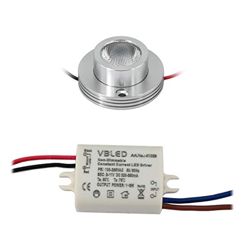 VBLED 1er KIT - 1W LED Aufbaustrahler "CYLINDRO" Deckenspot 3V 3000K von VBLED