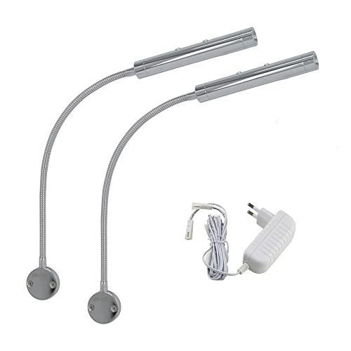 VBLED 2er-Set LED Wandleuchte zwei flammig leuchtet vorne & seitlich- 2X6W 3000K- 40cm Schwanenhals - DIMMBAR von VBLED