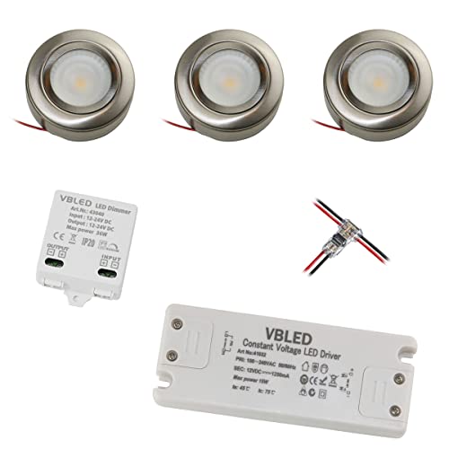 VBLED 3er Set Unterbauleuchte Schrankbeleuchtung Schrankleuchte LED-Schrank-Küchen-Unterbau-Leuchte mit Netzteil und 3 Stufen LED Dimmer… von VBLED