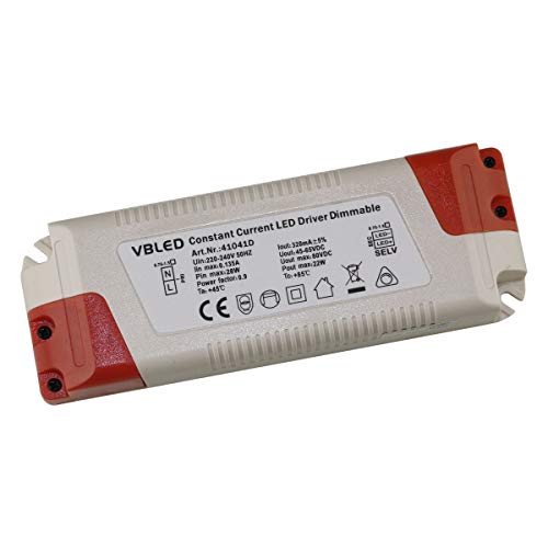 VBLED Konstantstrom Netzteil 15-20W Max Dimmbar LED-Transformator 45-65V Constant-Current, CC-Betrieb 350mA von VBLED