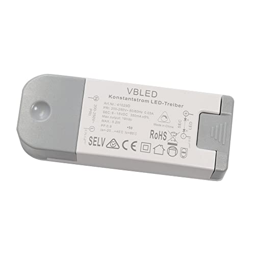 VBLED Konstantstrom Netzteil 3W bis max. 5W - Dimmbar LED-Transformator; 6-15 Volt Constant-Current, CC-Betrieb 350mA (5 Watt - 350 mAh - Dimmbar) von VBLED