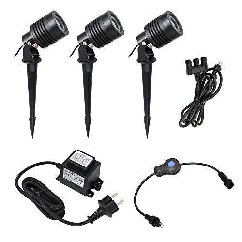 VBLED© 3er-Set 10W LED Strahler Gartenstrahler Gartenleuchte Außenlampe Aluminium mit Netzteil und 3fach-Verteilerkabel Außenlampe 3000K Warmweiß IP67 12V 3-Stufendimmer 3W-6W-10W VBLED© 3er-Set 10W LED Strahler Gartenstrahler Gartenleuchte Außenlampe Aluminium mit Netzteil und 3fach-Verteilerkabel Außenlampe 3000K Warmweiß IP67 12V 3-Stufendimmer 3W-6W-10W von VBLED