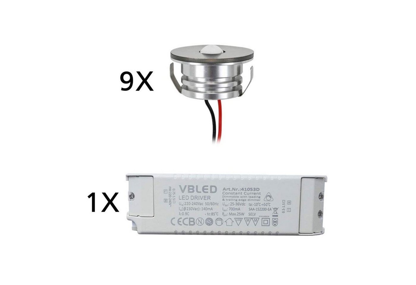 VBLED LED Deckenspots ALDYNE" 3W LED Mini Einbauspot 700mA IP65 Warmweiß - SET, LED fest integriert, warmweiß" von VBLED