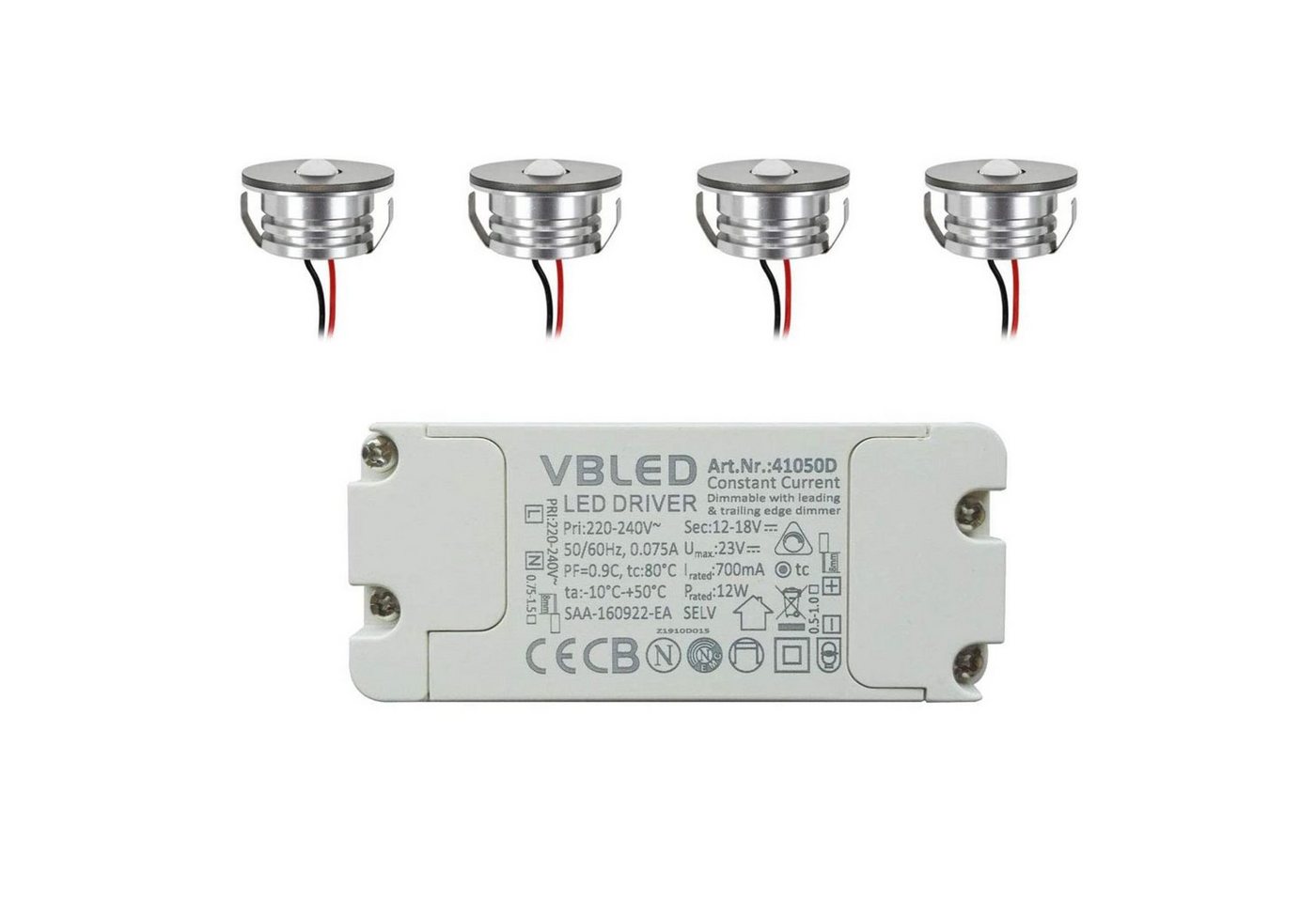 VBLED LED Deckenspots ALDYNE" 3W LED Mini Einbauspot 700mA IP65 Warmweiß - SET, LED fest integriert, warmweiß" von VBLED
