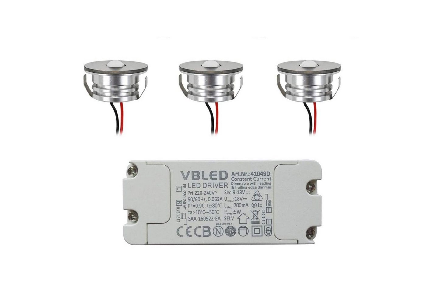 VBLED LED Deckenspots ALDYNE" 3W LED Mini Einbauspot 700mA IP65 Warmweiß - SET, LED fest integriert, warmweiß" von VBLED