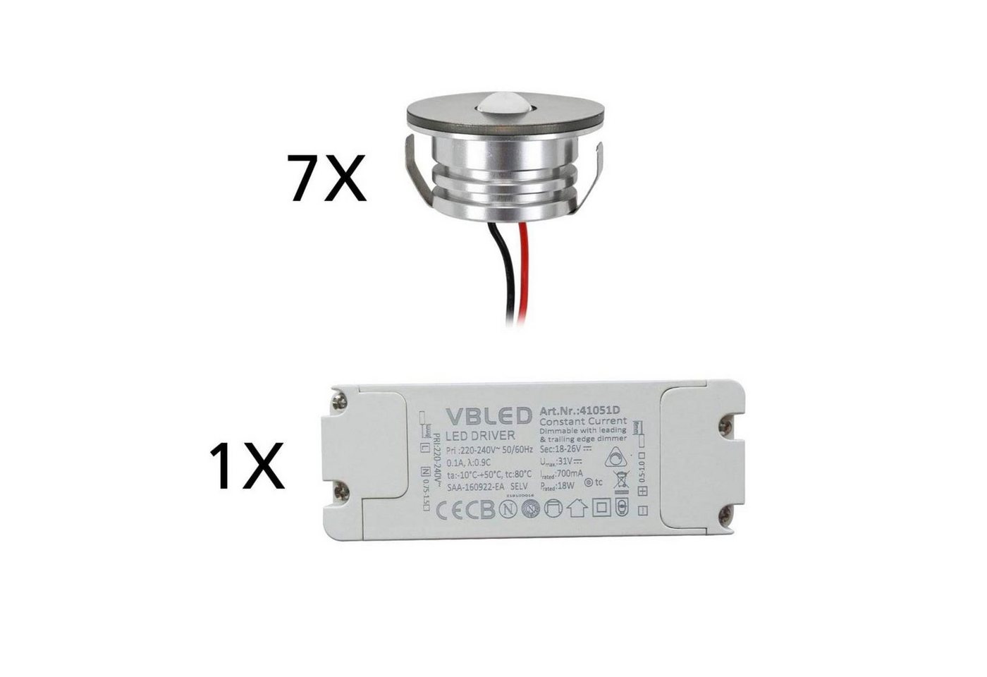 VBLED LED Deckenspots "ALDYNE" 3W LED Mini Einbauspot 700mA IP65 Warmweiß - SET, LED fest integriert, warmweiß von VBLED