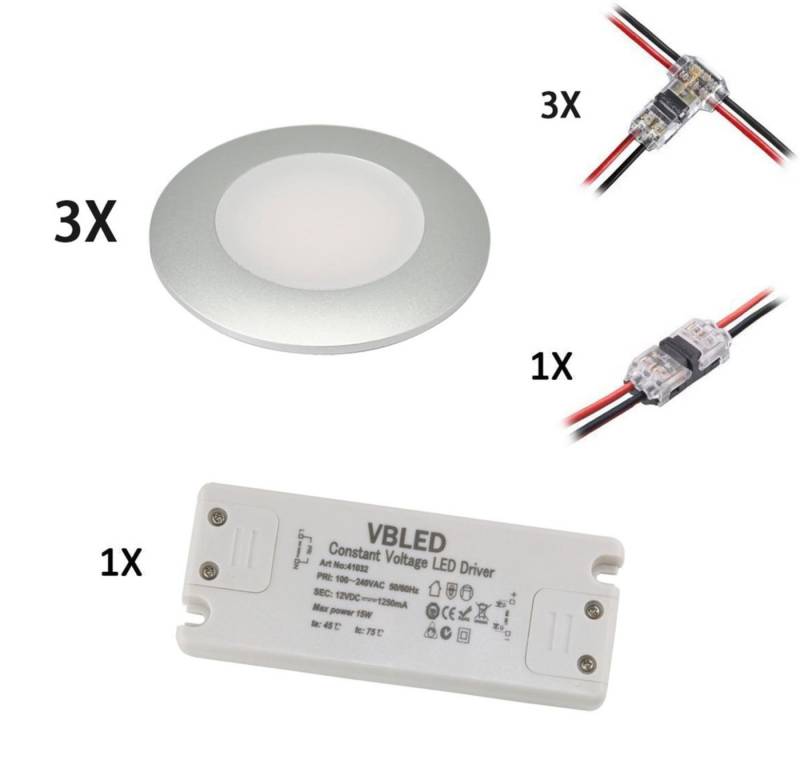 VBLED LED Einbauleuchte, LED fest integriert, warmweiß von VBLED